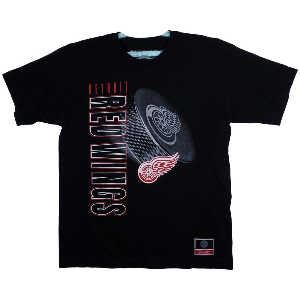 Detroit Red Wings Mitchell & Ness NHL Large Shirt Hockey Puck Art Black NWT